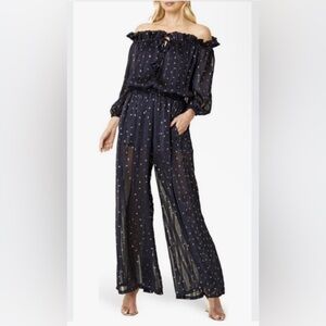 Misa Los Angeles Navy Wide Leg Jumpsuit